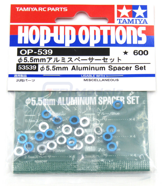 Tamiya 53539 5.5mm Aluminium Spacer Set (TT02SRX/TD4/M08/TRF420/MF01x), NIP