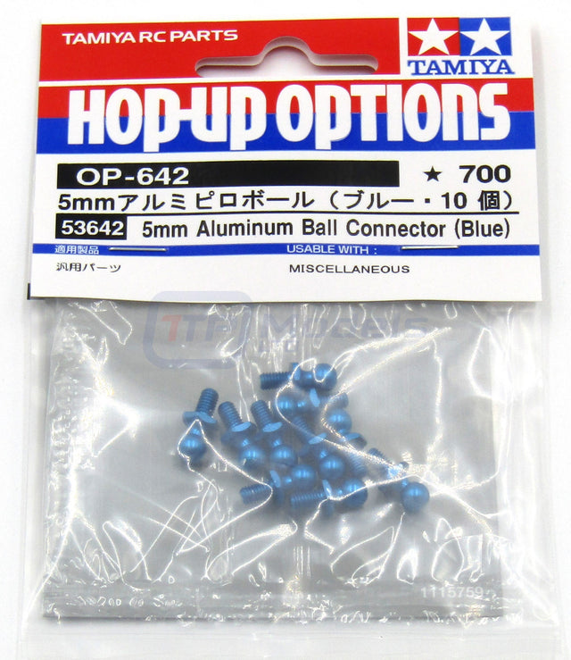 Tamiya 53642 5mm Aluminum Ball Connector (Blue, 10 Pcs.), (TA08/TT02BR/TT02SRX)