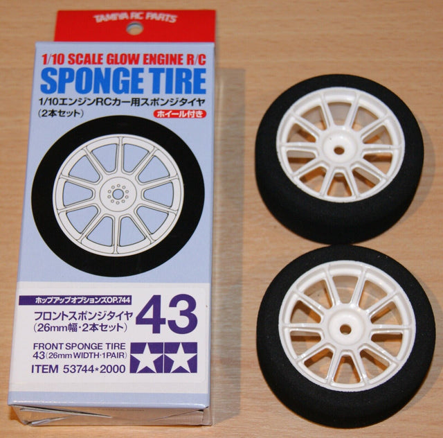 Tamiya 53744 Glow Engine Front Sponge Tyres/Tires 43 (26mm Width, 1 Pair), NIB