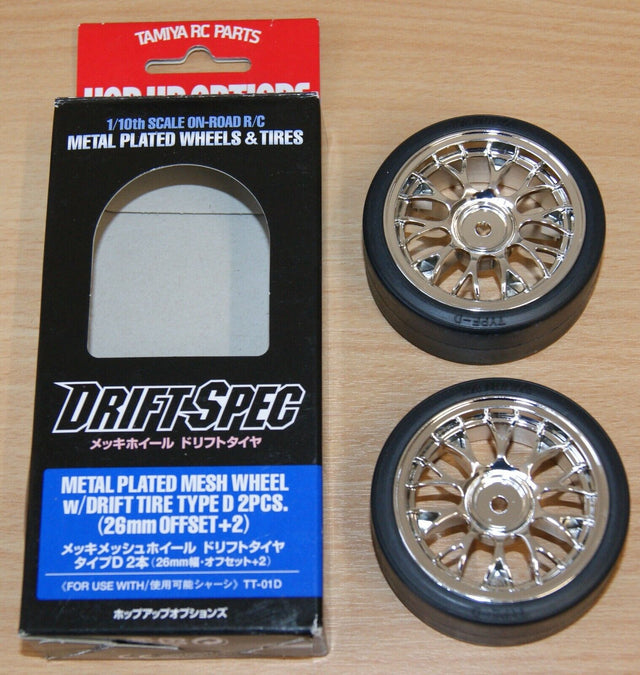 Tamiya 53959 Metal Plated Mesh Wheel w/Drift Tire Type D 2 Pcs. (26mm Offset +2)