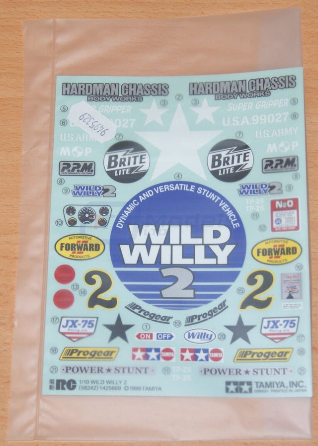 Tamiya 58242 Wild Willy 2/Metallic/WR02, 9495329/19495329 Decals/Stickers, NIP
