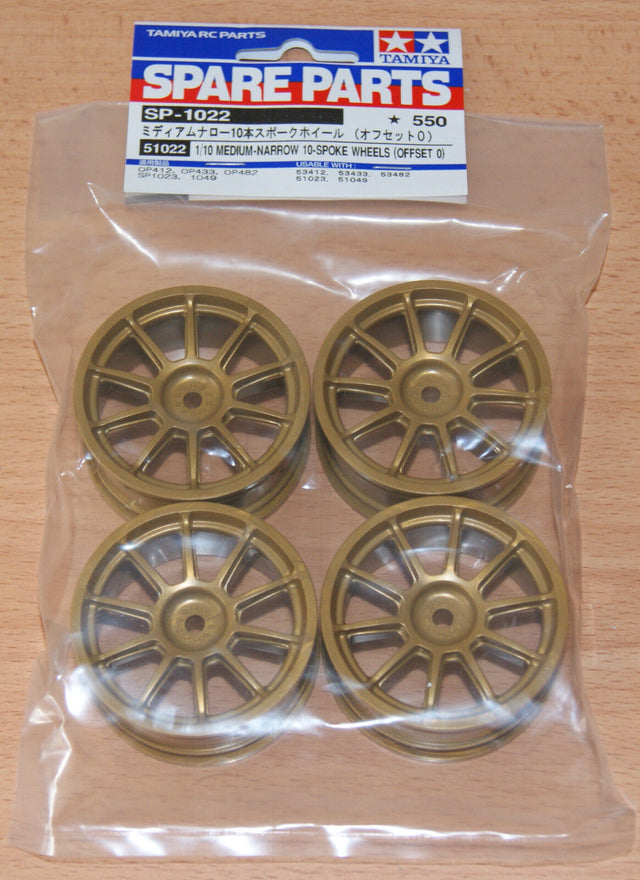 Tamiya 51022 Medium Narrow 10-Spoke Wheels (Offset 0) 4 Pcs (Subaru Impreza) NIP