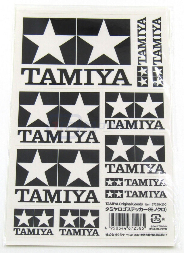 Tamiya 67258 Official Logo Sticker/Decal Set Mono (Black & White), NIP