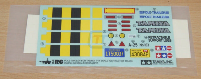 Tamiya 56310 Pole Trailer 9495327/19495327 Decals/Stickers & Tape, NIP