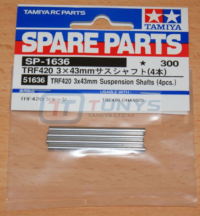 Tamiya 51636 TRF420 3x43mm Suspension Shafts, (TRF420X/XV-02), NIP