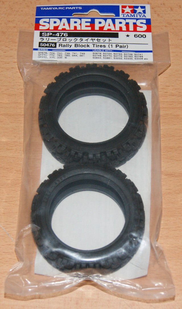 Tamiya 50476 Rally Block Tires/Tyres (1 Pair), (TA01/TA02/TT01/TT02/XV-01/XV-02)