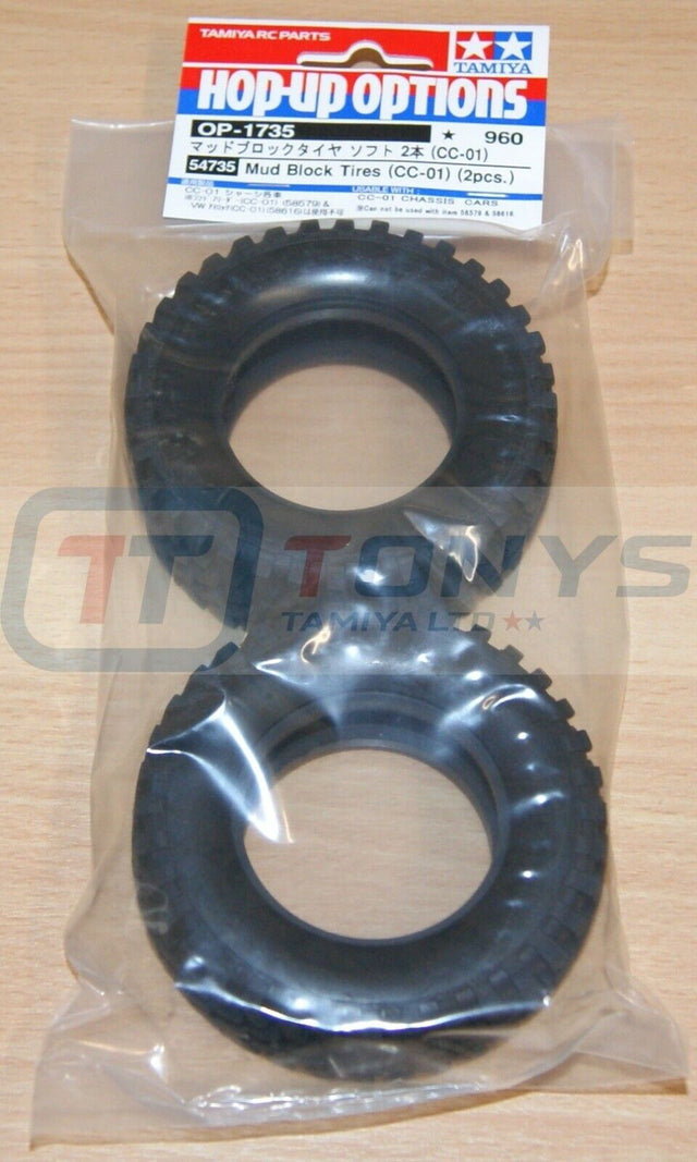 Tamiya 54735 Mud Block Tires/Tyres (CC-01) (2 Pcs.), (Pajero/Jeep/Land Cruiser)