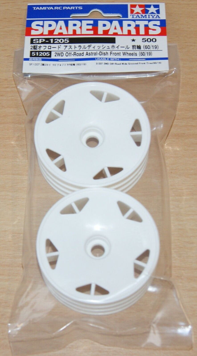 Tamiya 51205 2WD Off-Road Astral-Dish Front Wheels (60/19), (DT02/DT03), NIP