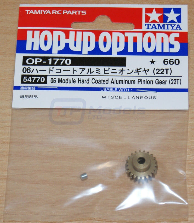 Tamiya 54770 06 Module Hard Coated Aluminum Pinion Gear (22T) (TT02/M07), NIP