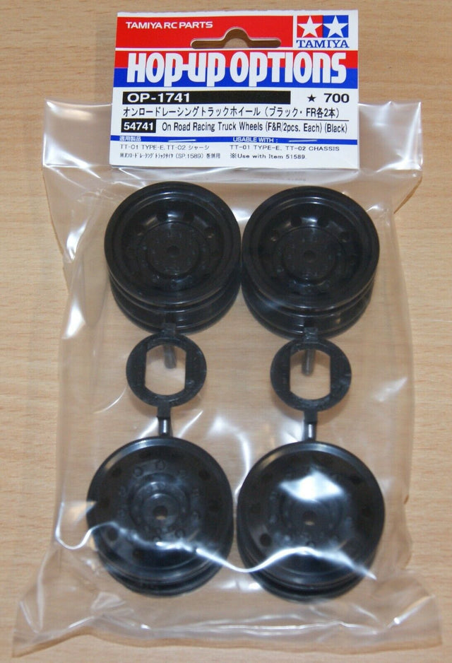 Tamiya 54741 On Road Racing Truck Wheels (F&R/2 Pcs. Each) Black (MAN Hahn/TT01)