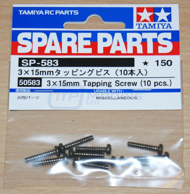 Tamiya 50583 3x15mm Tapping Screw (10 Pcs.), (M05/M06/TT01/TT02), NIP