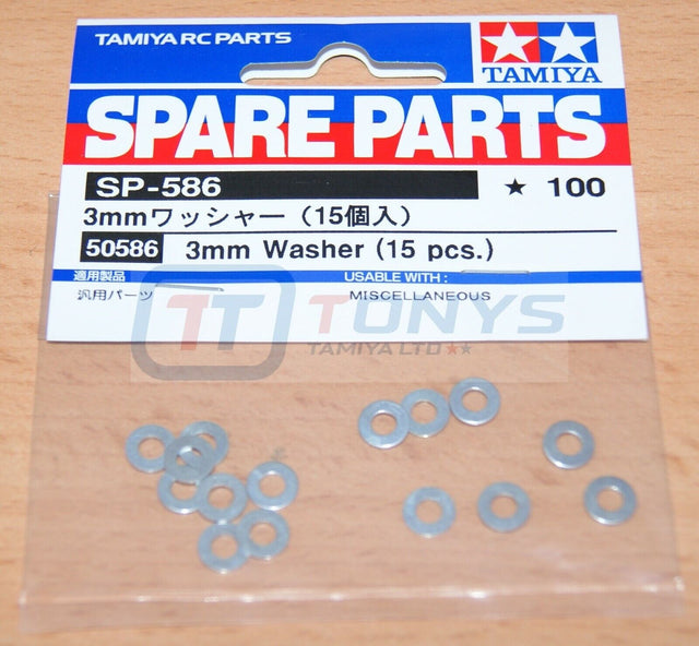 Tamiya 50586 3mm Washer (15 Pcs.) (TT01/TT02/M05/M06/DT02/DT03/DF02/DF03), NIP