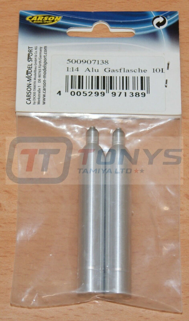 Carson 500907138 1:14 Aluminium Gas Bottles 10L (2 Pcs.) (Tamiya Trucks), NIP