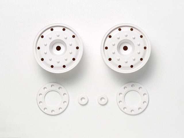 Tamiya 56543 Semi Wide Wheels (30mm Width / Hex Hub) White, (Trailers), NIP