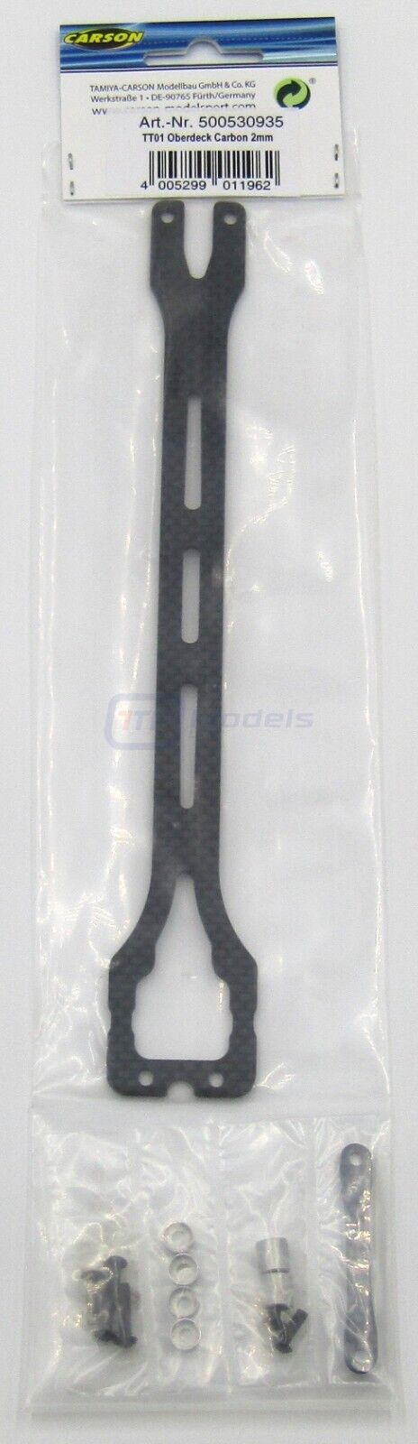 Carson 500530935 (For Tamiya) TT01E Carbon Fibre Upper Deck (2mm), NEW