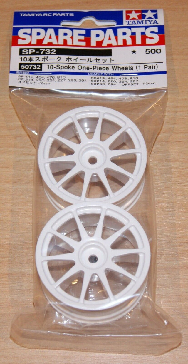 Tamiya 50732 10-Spoke One-Piece Wheels (1 Pair), (TT01/TT02/TL01/TA01/TA02/TA03)