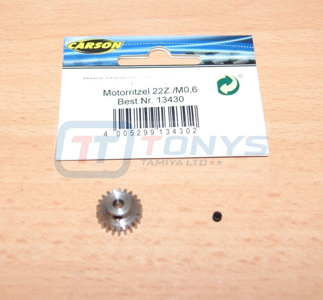 Carson 500013430 22T Steel Pinion Gear (0.6/06 Module) Tamiya Avante/Egress/TT02