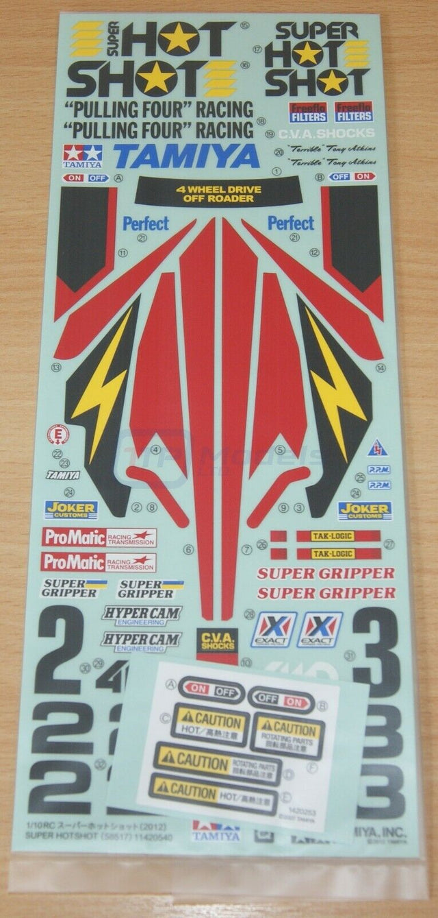 Tamiya 58517 Super Hot Shot, 9495715/19495715 Decals/Stickers & Window Net, NIP