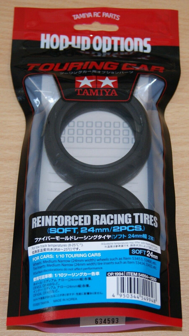 Tamiya 54994 Reinforced Racing Tires (Soft, 24mm/2 Pcs,) TRF419/TRF420/TA08, NIP