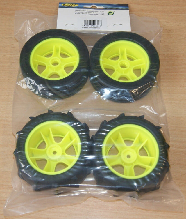 Carson 500900155/C900155 2WD Paddle Tires 4 Pcs. (Neon Yellow), Tamiya DT02/DT03