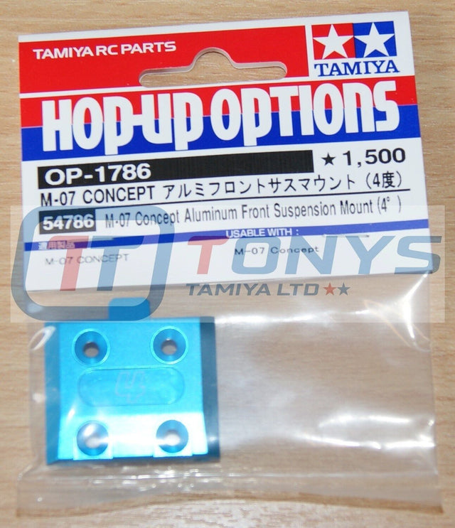 Tamiya 54786 M-07 Concept Aluminum Front Suspension Mount (4°), (M07/M08), NIP