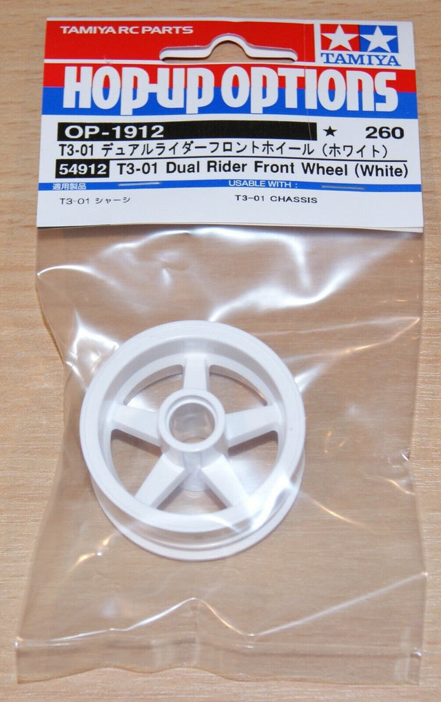 Tamiya 54912 T3-01 Dual Rider Front Wheel (White), (Dancing Rider/T301), NIP