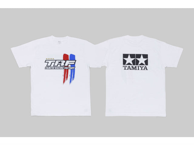 Tamiya 67243 TRF (Tamiya Racing Factory) Logo T-Shirt (White) XL, 44in Chest