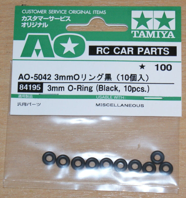 Tamiya 84195/9805240 3mm O-Ring (Black, 10 Pcs.) Boomerang/Bigwig/Monster Beetle