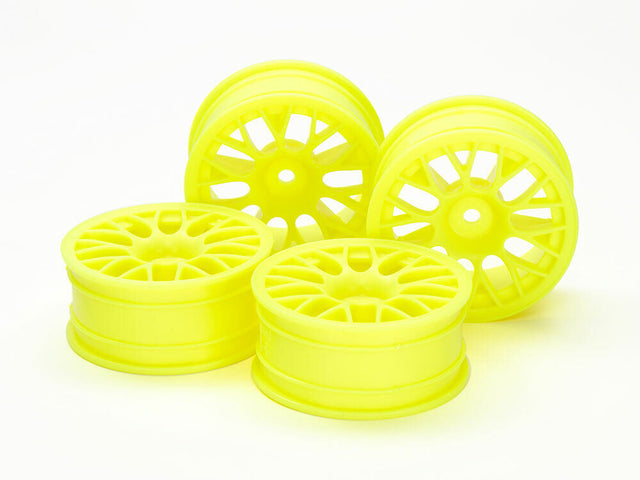 Tamiya 54850 Mesh Wheels (24mm Width, Offset +2) (Fluorescent Yellow) 4 Pcs. NIP