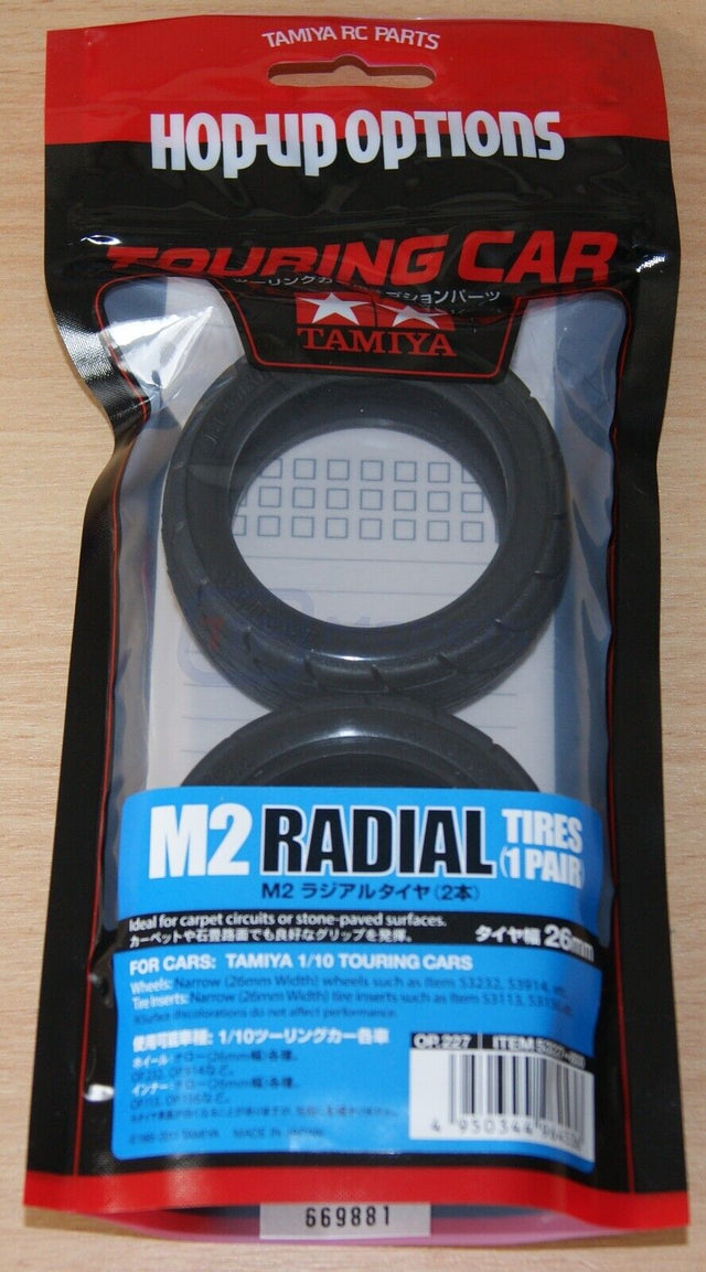 Tamiya 53227 M2 Radial Tires/Tyres (1 Pair) (TA01/TA02/TA03/TL01/TT01/TT02), NIP