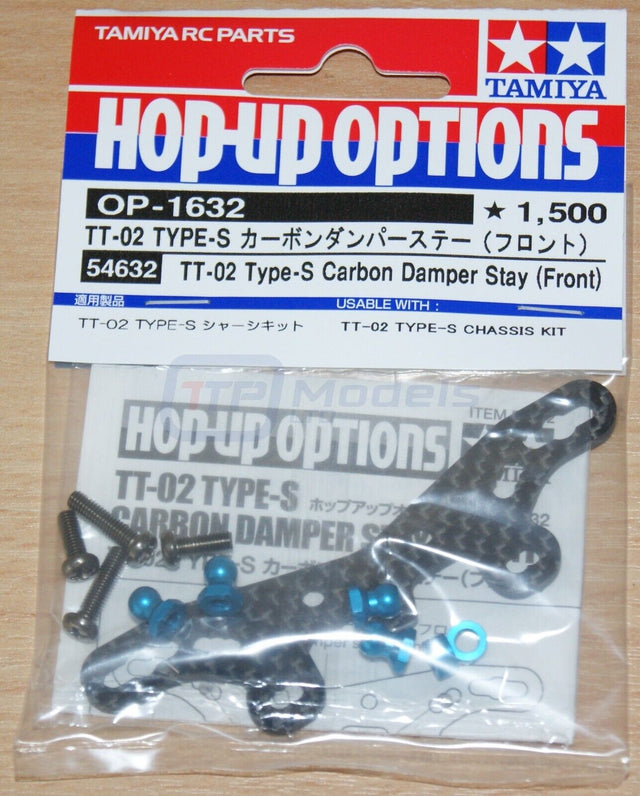 Tamiya 54632 TT-02 Type-S Carbon Damper Stay (Front), (TT02 Type-S Drift), NIP