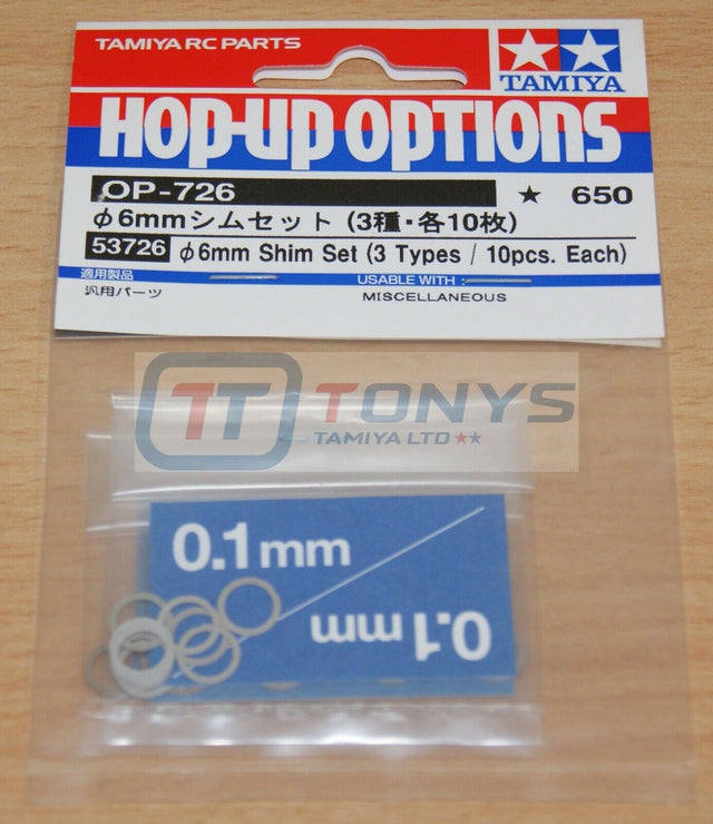 Tamiya 53726 6mm Shim Set (3 Types/ 10 Pcs. Each) (TRF418/TRF419/TA05/TA06/TA07)