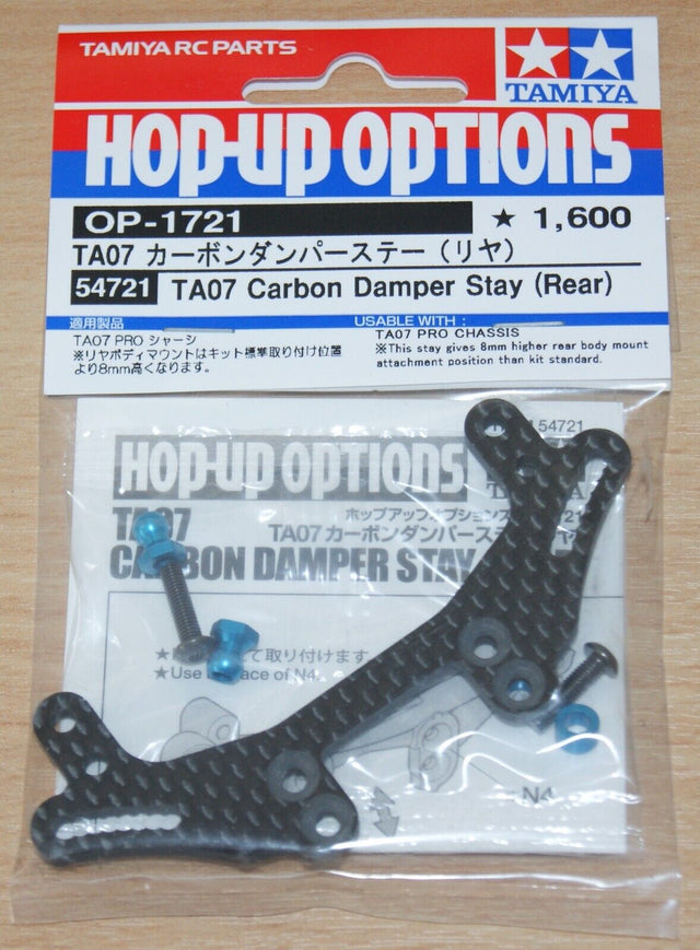 Tamiya 54721 TA07 Carbon Damper Stay (Rear), (TA-07/TA07 Pro/TA07R), NIP