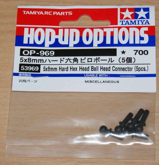 Tamiya 53969 5x8mm Hard Hex Head Ball Head Connector (5 Pcs.), (XV-01/XV-02/TD4)