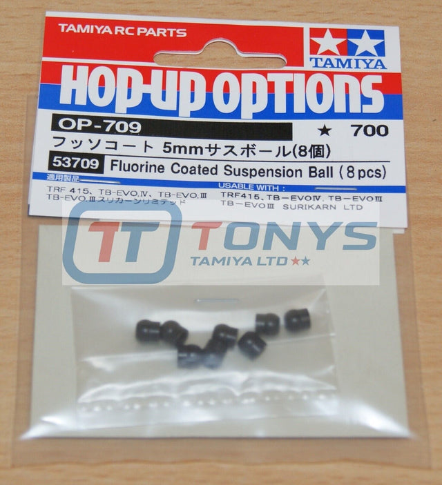 Tamiya 53709 Fluorine Coated 5mm Suspension Balls (8 Pcs.), (TRF419/TRF420)