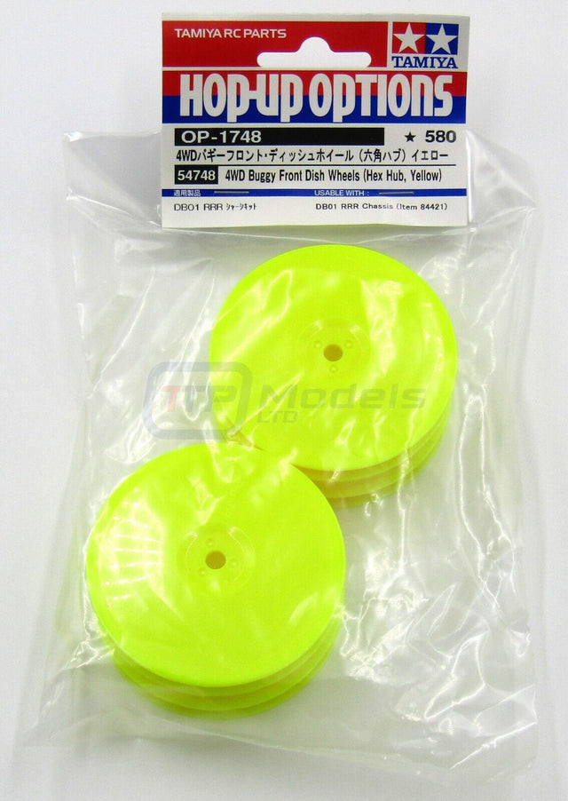 Tamiya 54748 4WD Buggy Front Dish Wheels (Hex Hub, Yellow), (DB01RRR), NIP