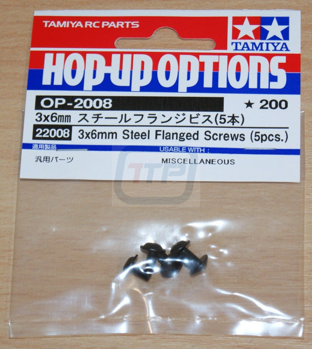 Tamiya 22008 3x6mm Steel Flange Hex Head Screw (5 Pcs.), NIP