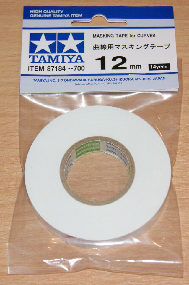 Tamiya 87184 Masking Tape for Curves 12mm Width, 20m Length, for RC Body Shells