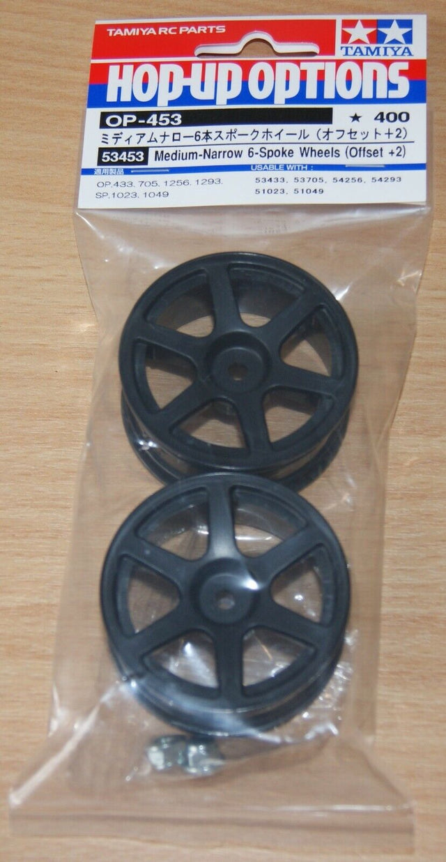 Tamiya 53453 Medium-Narrow 6-Spoke Wheels (Offset +2), (TA04-TRF/TRF419), NIP