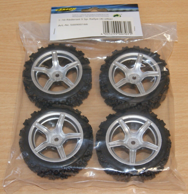 Carson C900166/500900166 5-Spoke Rally Wheel Set (4 Pcs.) Silver, (For Tamiya)