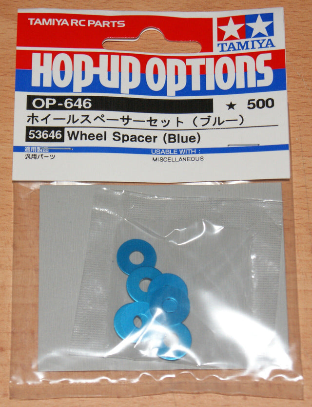 Tamiya 53646 Wheel Spacer (Blue), (TT02/TB05/TA07/TA08/TRF418/TRF419/TRF420/TD4)