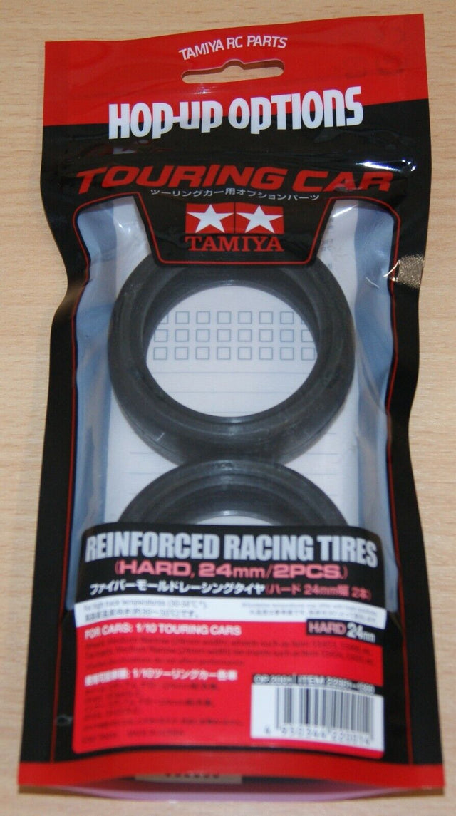 Tamiya 22001 Reinforced Racing Tires (Hard, 24mm/2 Pcs,), TRF419/TRF420/TA08 NIP