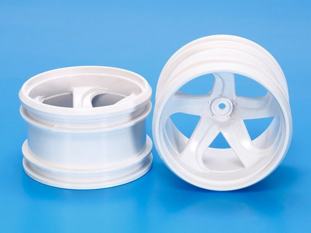 Tamiya 54676 GF-01 White 5-Spoke Wheels (GF01/Land Cruiser 40/Vajra), NIP