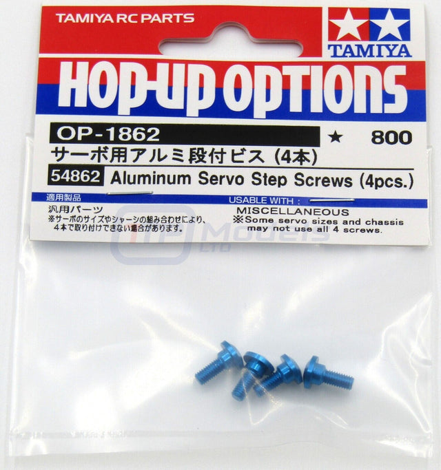 Tamiya 54862 Aluminum Servo Step Screws (4 Pcs.), (TA07/TA08/TB05/TRF420), NIP