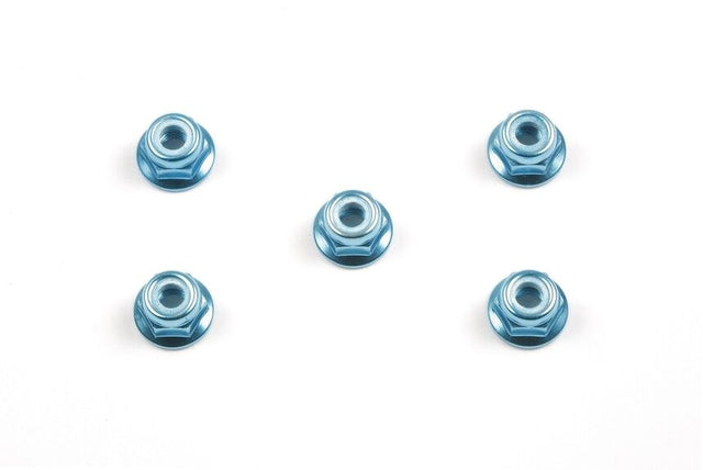 Tamiya 53159 4mm Anodized Aluminum Flange Lock Nuts (Blue, 5 Pcs), (TT01/TT02)