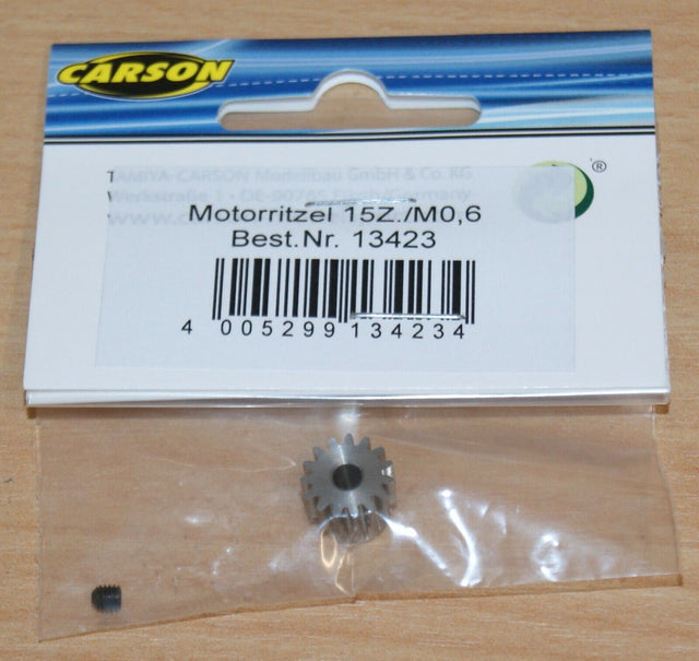 Carson 500013423 15T Steel Pinion Gear (0.6/06 Module) Tamiya Avante/Egress/F103