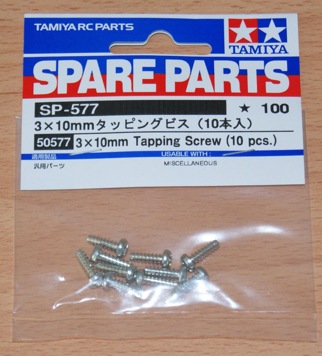 Tamiya 50577 3x10mm Tapping Screw (10 Pcs.) (TA01/TA02/TL01/TT01/TT02/DF02/DF03)