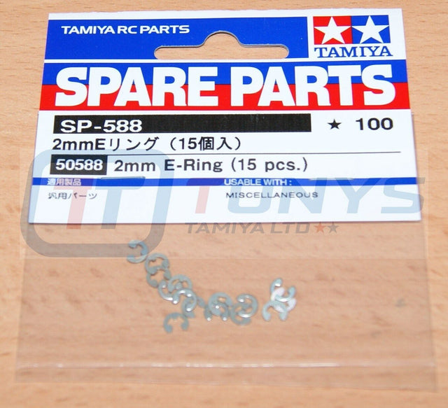 Tamiya 50588 2mm E-Ring (15 Pcs.), TT02/TA07/TA08/TB05/TC01/TRF418/TRF419/TRF420