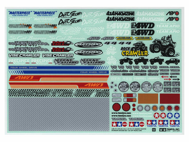 Tamiya 54630 Sponsor Sticker Set (for Off-Road Car), (High-Lift/Bruiser/Crawler)