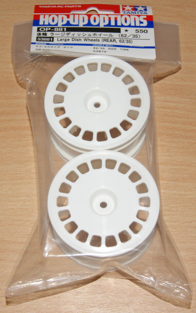 Tamiya 53881 Large Dish Wheels (4WD/REAR, 62/35), (DF03/DF-03MS/Dark Impact) NIP